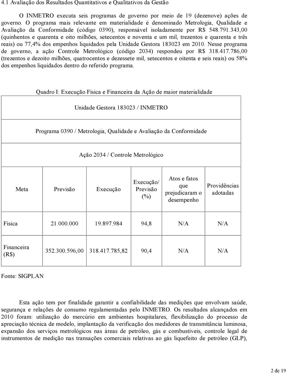 343,00 (quinhentos e quarenta e oito milhões, setecentos e noventa e um mil, trezentos e quarenta e três reais) ou 77,4% dos empenhos liquidados pela Unidade Gestora 183023 em 2010.