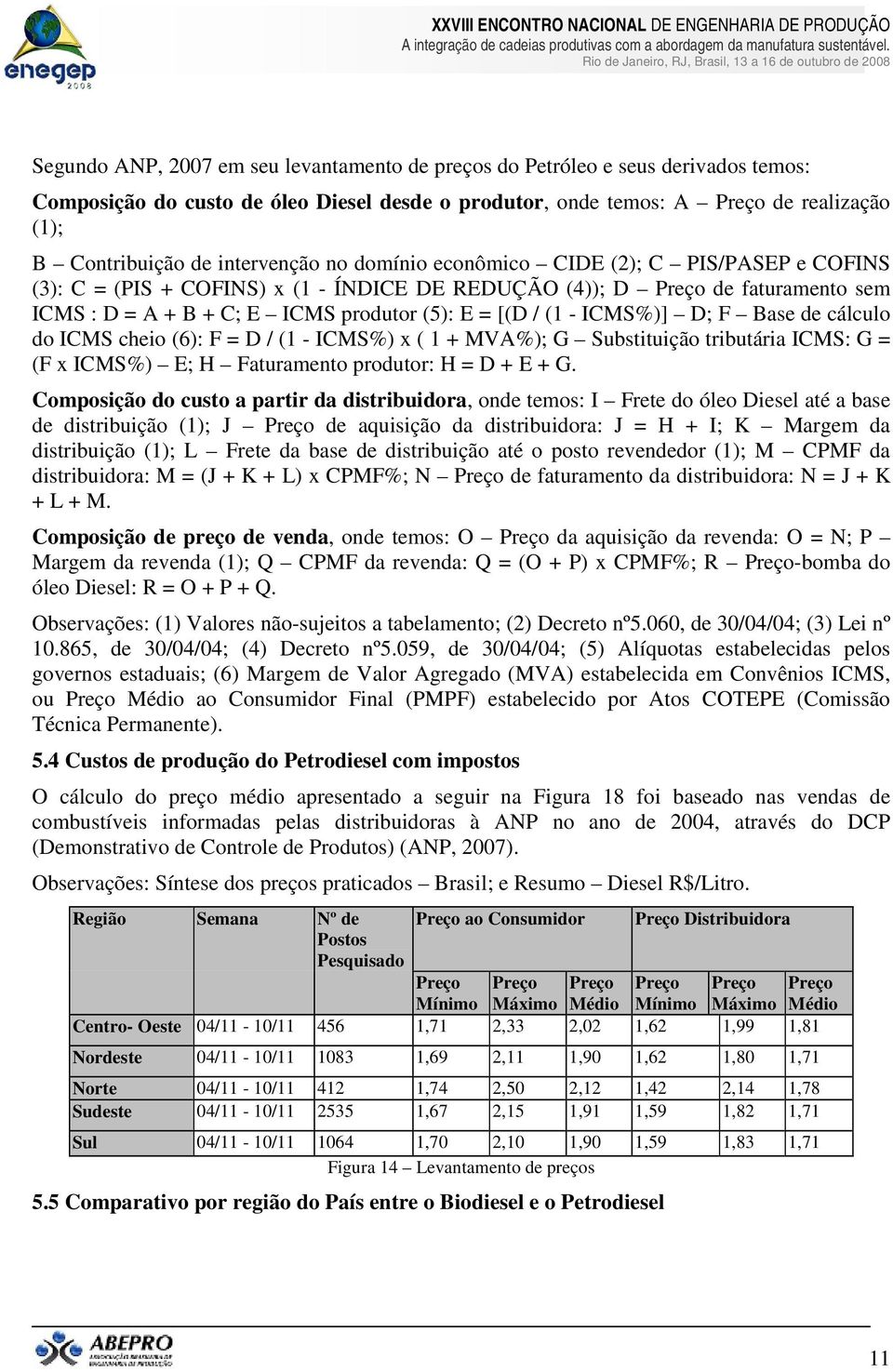 (1 - ICMS%)] D; F Base de cálculo do ICMS cheio (6): F = D / (1 - ICMS%) x ( 1 + MVA%); G Substituição tributária ICMS: G = (F x ICMS%) E; H Faturamento produtor: H = D + E + G.