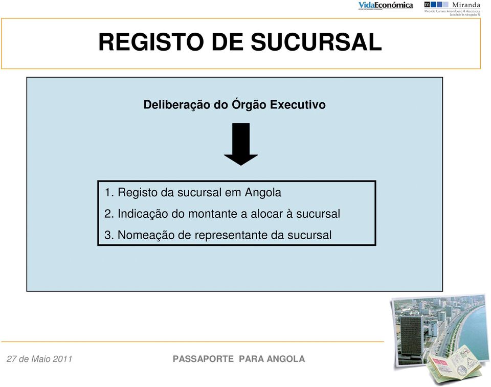 Registo da sucursal em Angola 2.