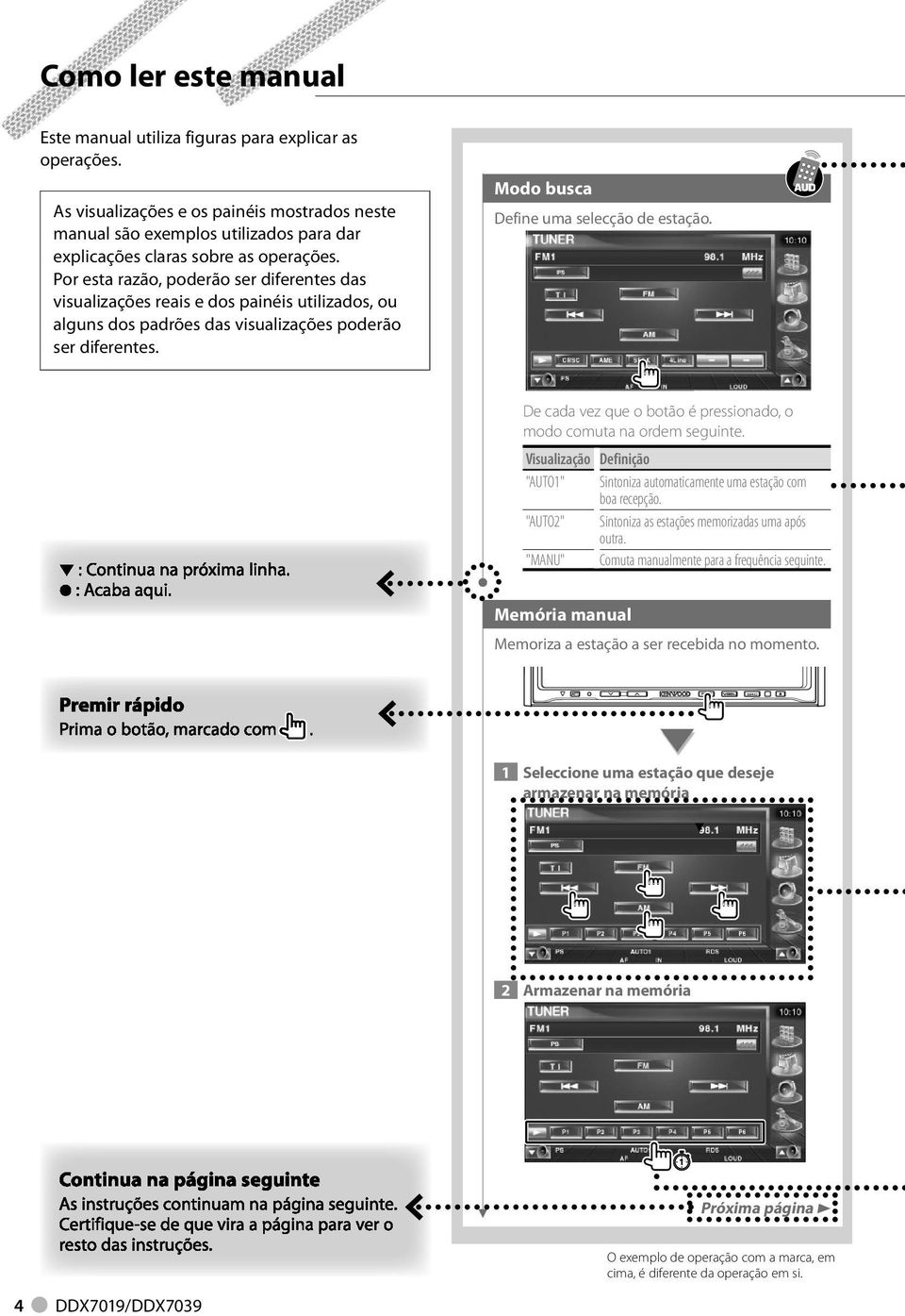 Por esta razão, poderão ser diferentes das visualizações reais e dos painéis utilizados, ou alguns dos padrões das visualizações poderão ser diferentes. Modo busca Define uma selecção de estação.