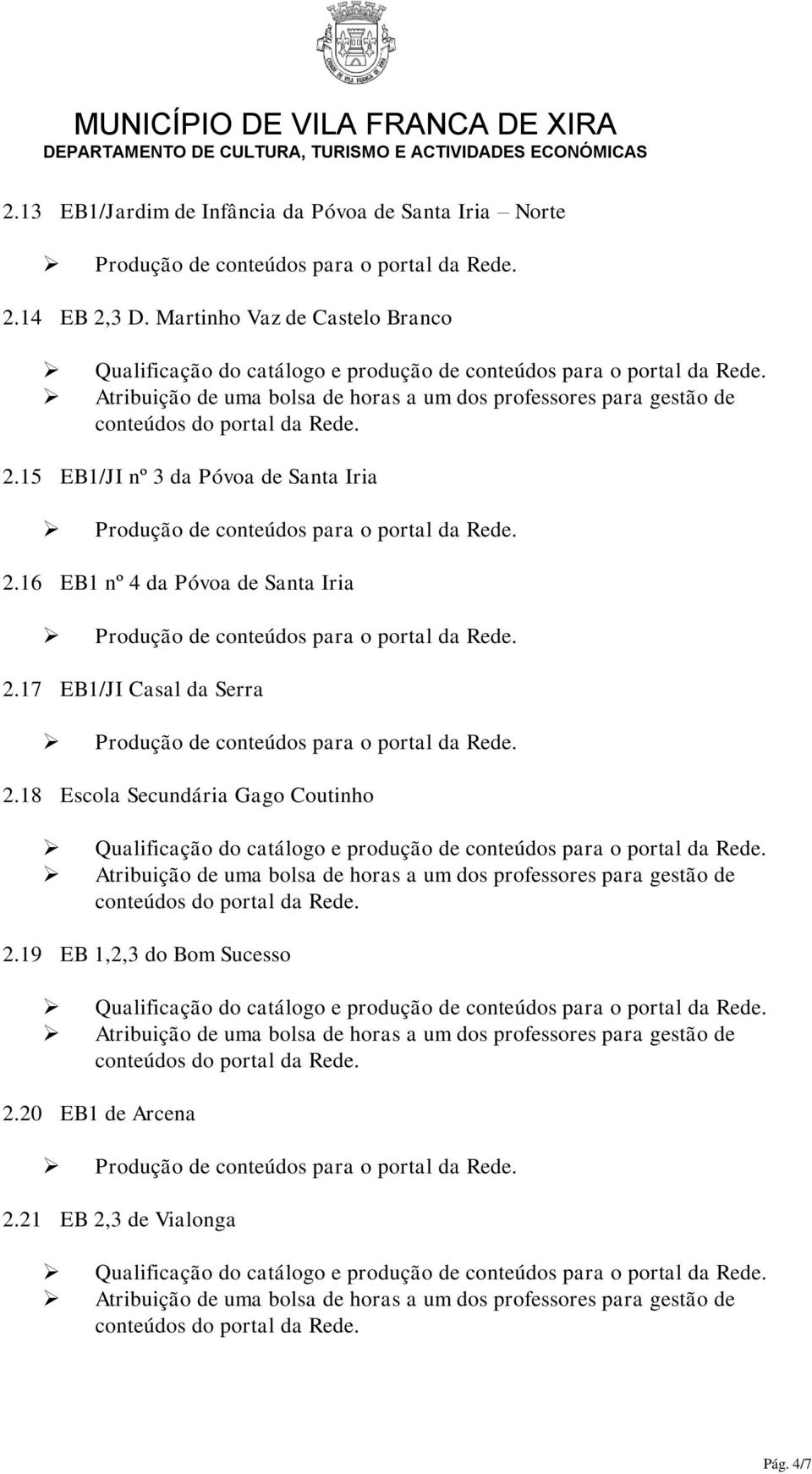 16 EB1 nº 4 da Póvoa de Santa Iria 2.17 EB1/JI Casal da Serra 2.