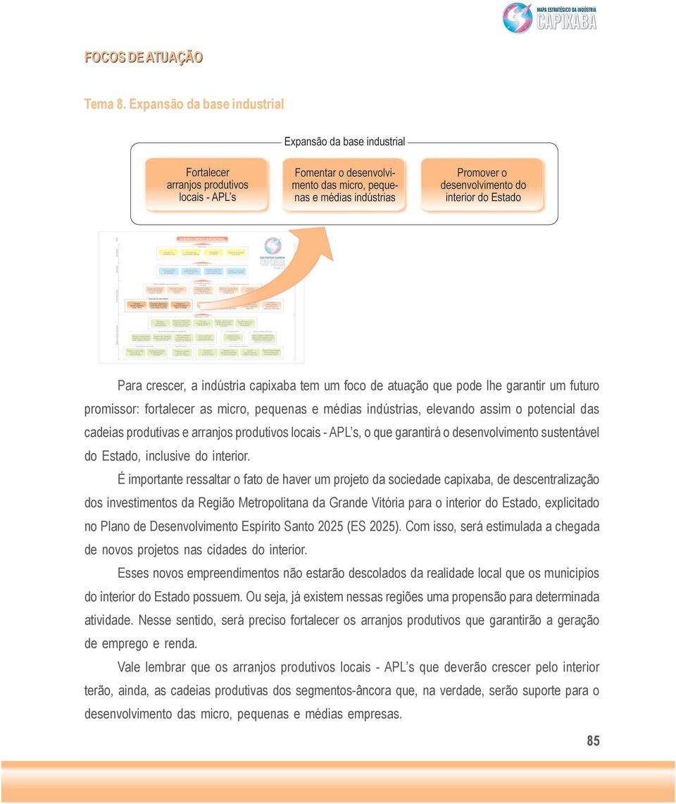 potencial das cadeias produtivas e arranjos produtivos locais - APL s, o que garantirá o sustentável do Estado, inclusive do interior.