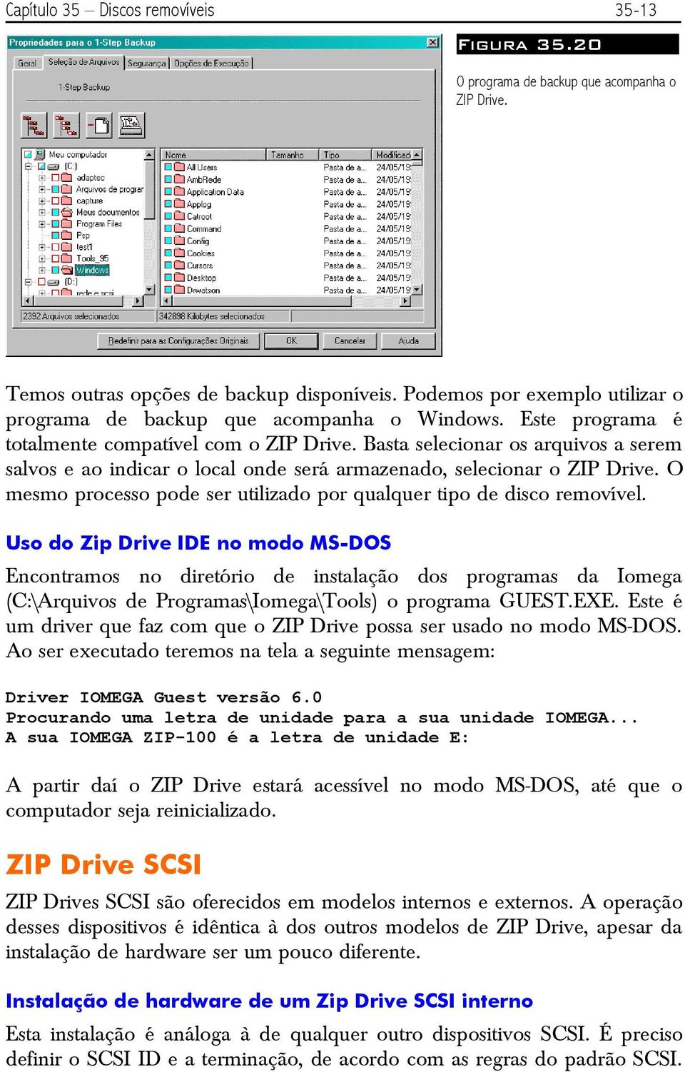 Basta selecionar os arquivos a serem salvos e ao indicar o local onde será armazenado, selecionar o ZIP Drive. O mesmo processo pode ser utilizado por qualquer tipo de disco removível.