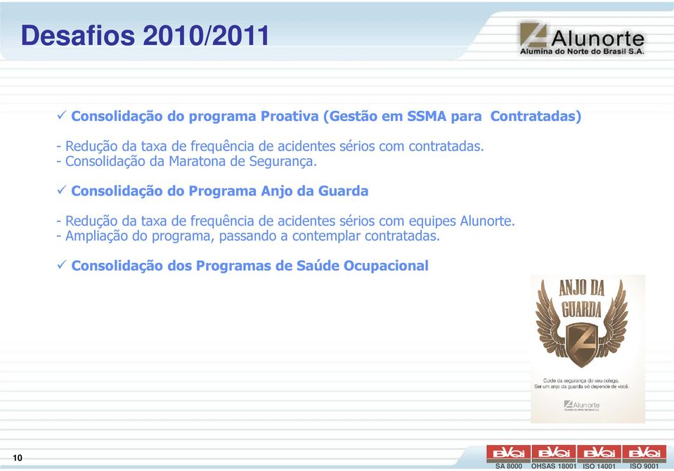 Consolidação do Programa Anjo da Guarda - Redução da taxa de frequência de acidentes sérios com equipes