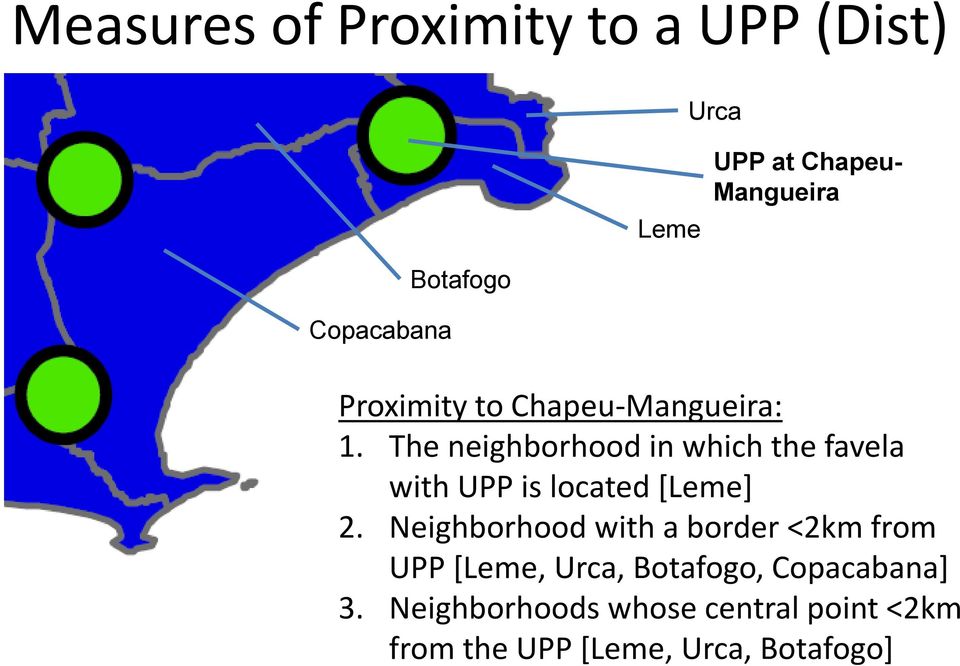 The neighborhood in which the favela with UPP is located [Leme] 2.