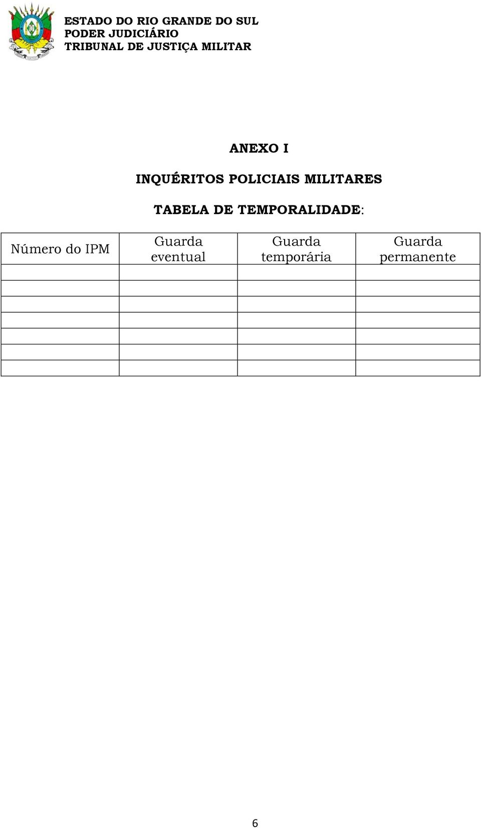 TEMPORALIDADE: Número do IPM