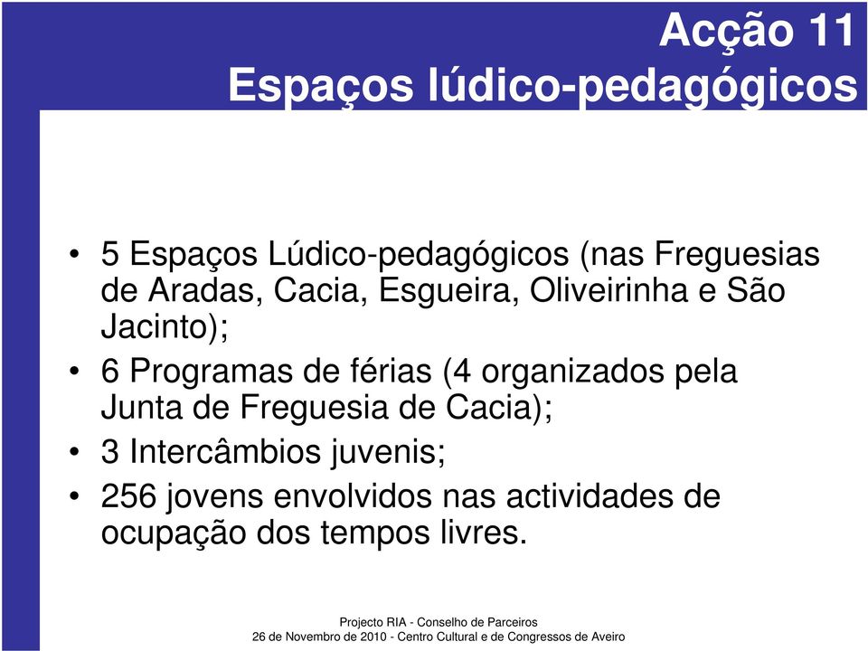 Programas de férias (4 organizados pela Junta de Freguesia de Cacia); 3