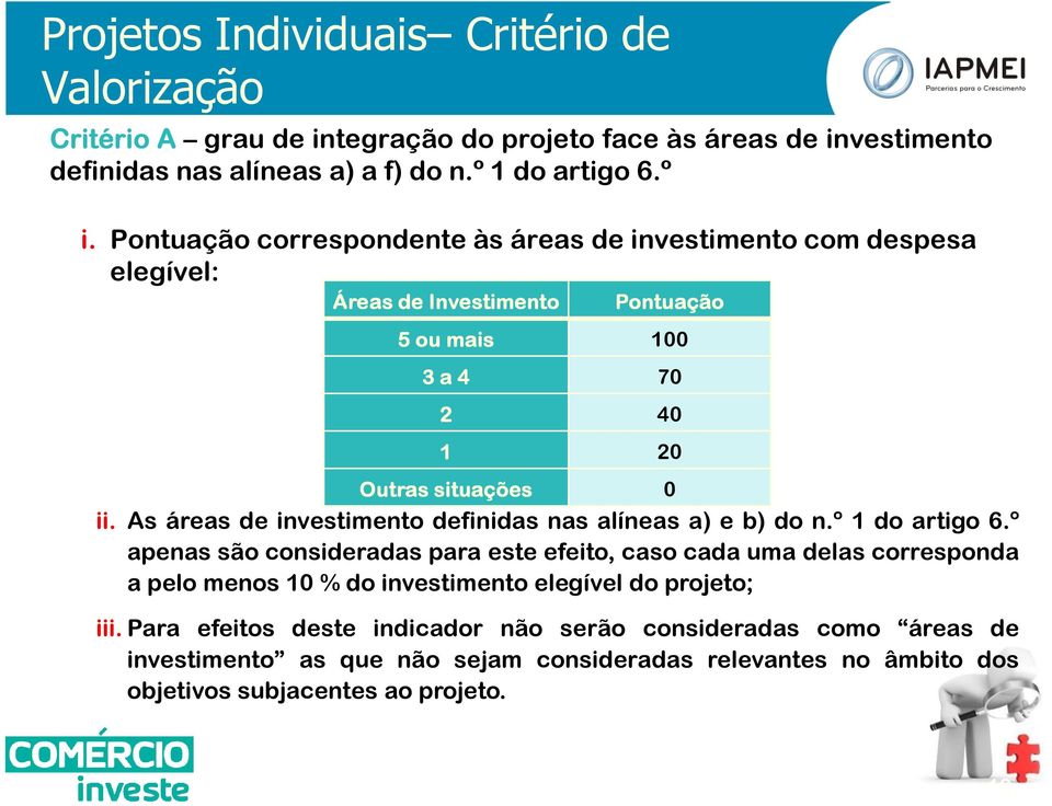 As áreas de investimento definidas nas alíneas a) e b) do n.º 1 do artigo 6.