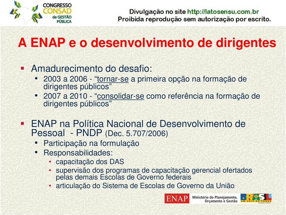 Desenvolvimento de Pessoal - PNDP (Dec. 5.