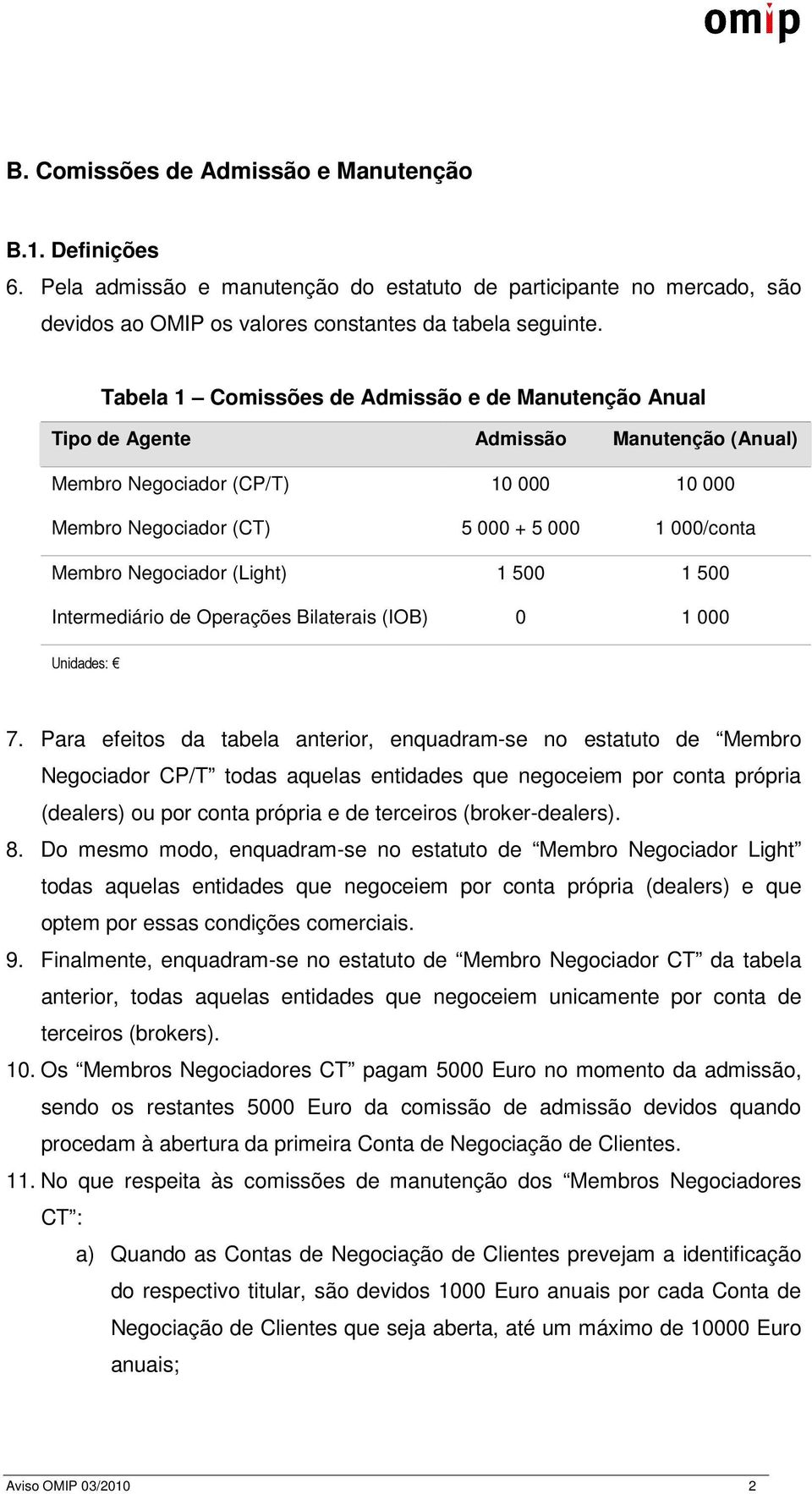 Negociador (Light) 1 500 1 500 Intermediário de Operações Bilaterais (IOB) 0 1 000 Unidades: 7.