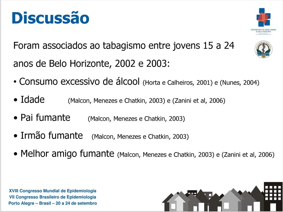 Chatkin, 2003) e (Zanini et al, 2006) Pai fumante (Malcon, Menezes e Chatkin, 2003) Irmão fumante