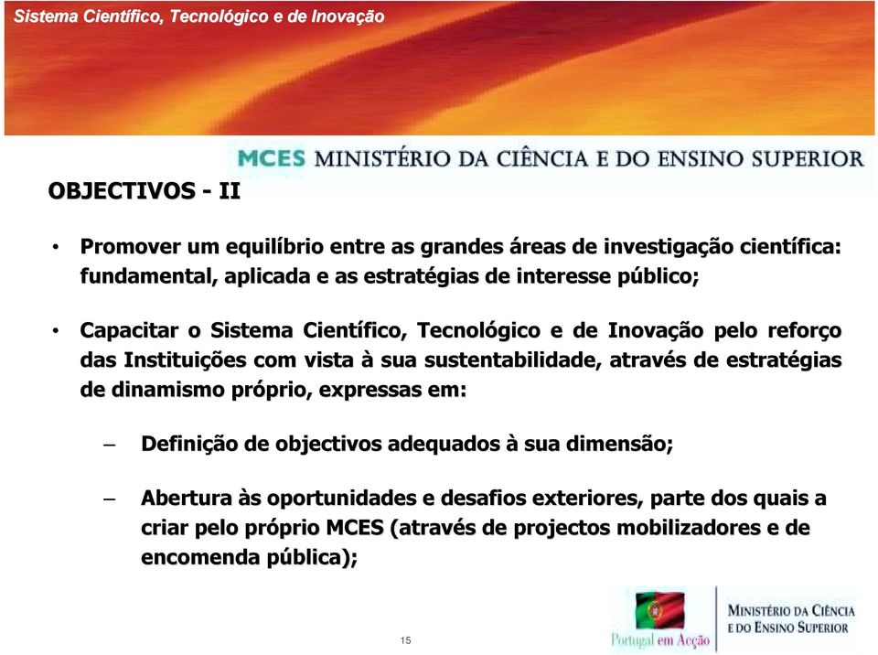 sustentabilidade, através s de estratégias de dinamismo próprio, prio, expressas em: Definição de objectivos adequados à sua dimensão;