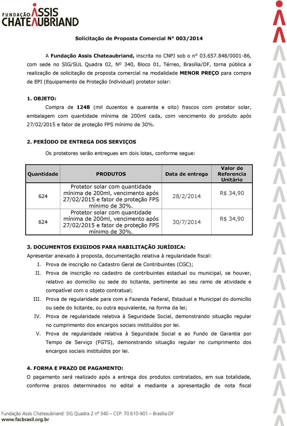 (Equipamento de Proteção Individual) protetor solar: 1.