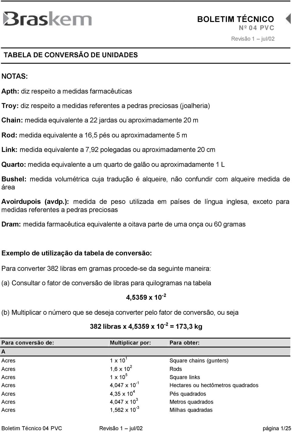 volumétrica cuja tradução é alqueire, não confundir com alqueire medida de área Avoirdupois (avdp.