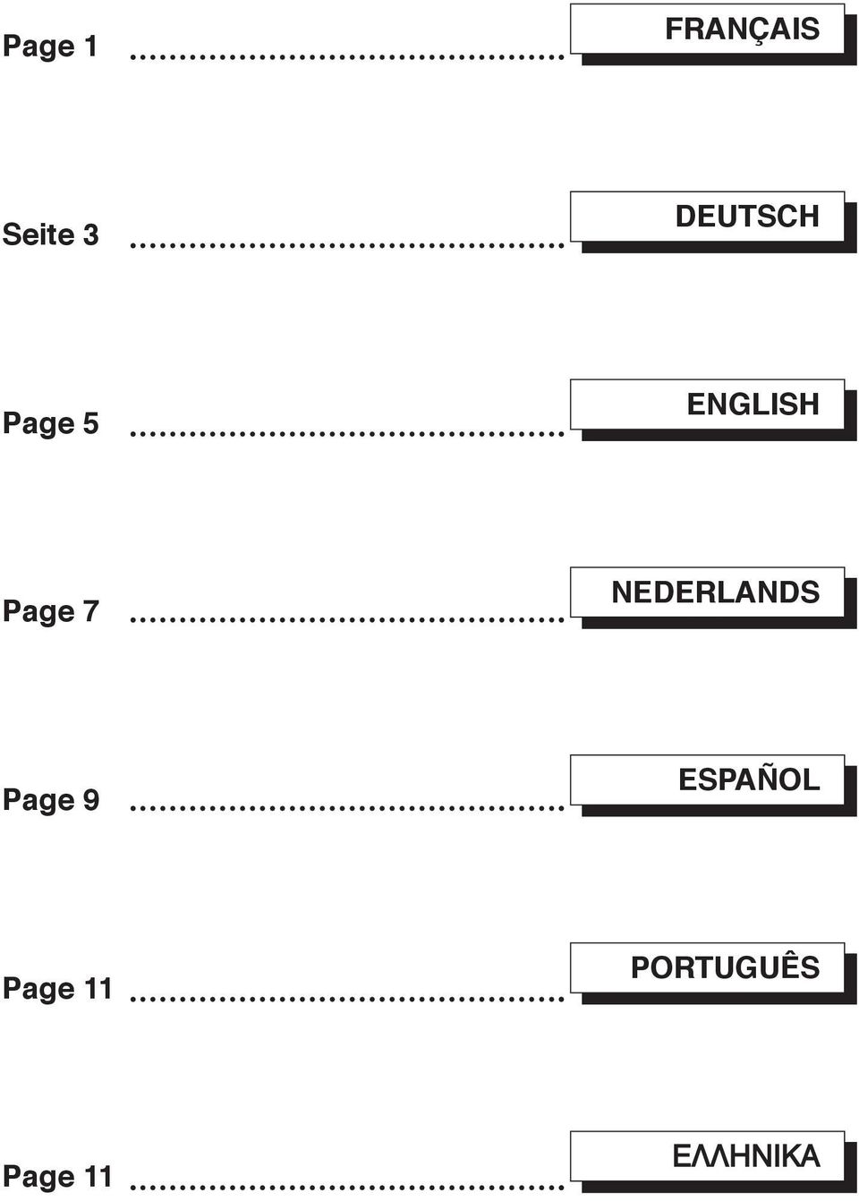 7 NEDERLANDS Page 9 ESPAÑOL