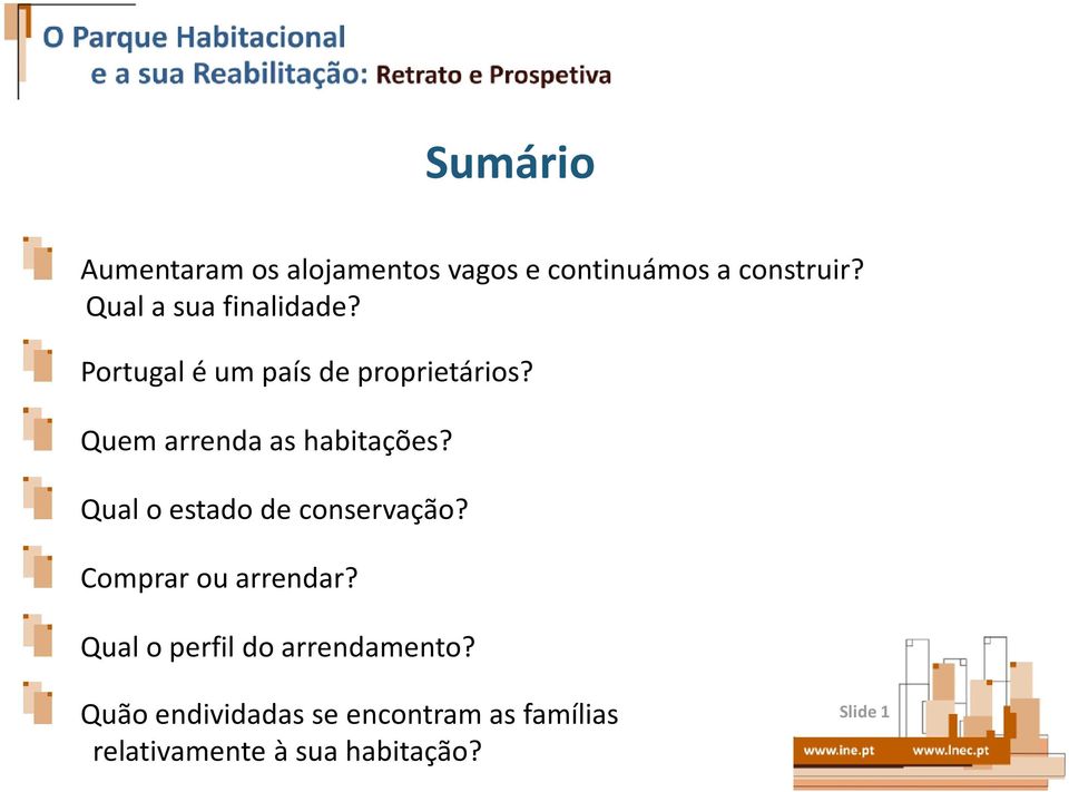 Quem arrenda as habitações? Qual o estado de conservação? Comprar ou arrendar?