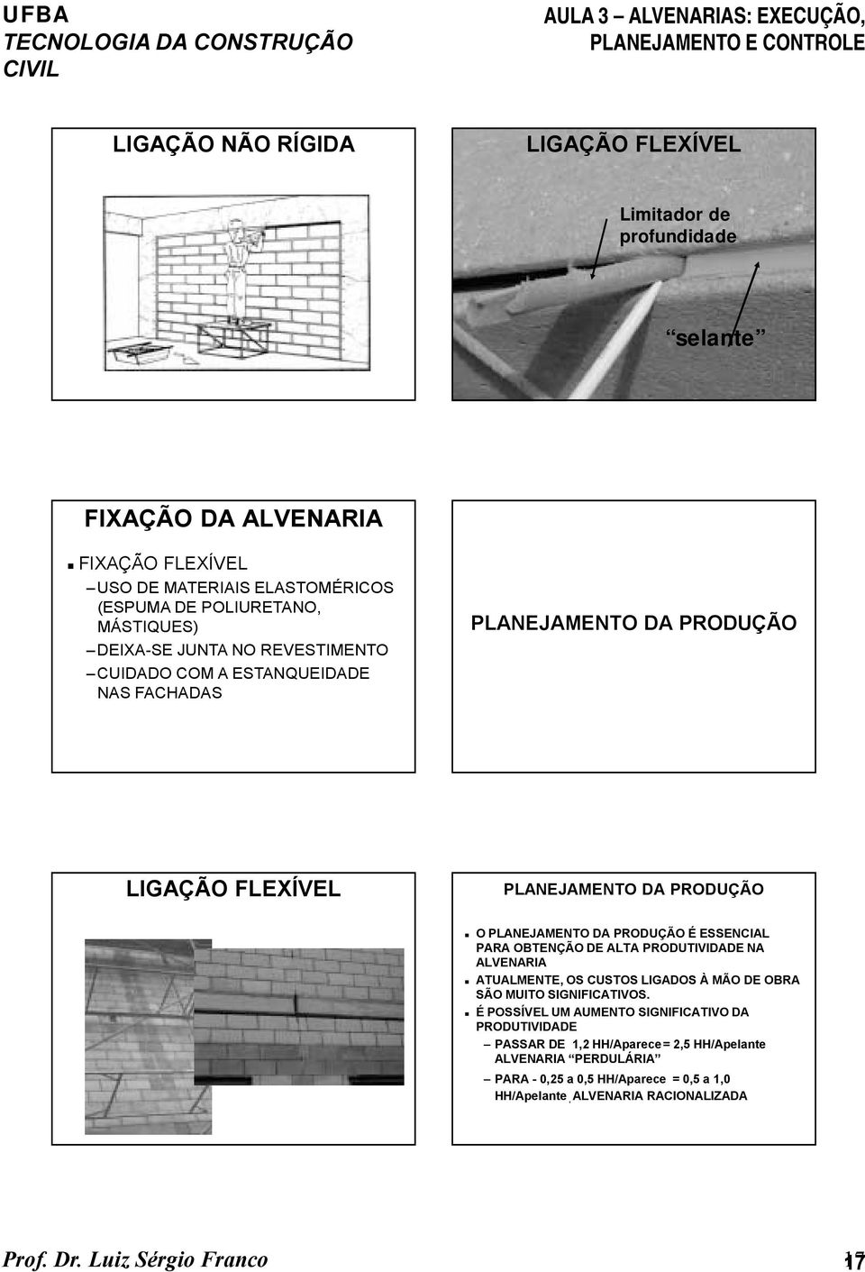 PRODUÇÃO LIGAÇÃO FLEXÍVEL PLANEJAMENTO DA PRODUÇÃO! O PLANEJAMENTO DA PRODUÇÃO É ESSENCIAL PARA OBTENÇÃO DE ALTA PRODUTIVIDADE NA ALVENARIA!