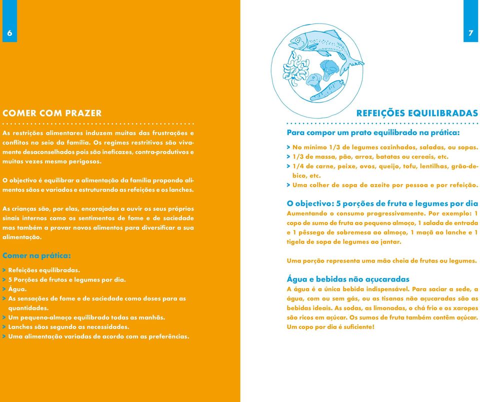 O objectivo é equilibrar a alimentação da família propondo alimentos sãos e variados e estruturando as refeições e os lanches.