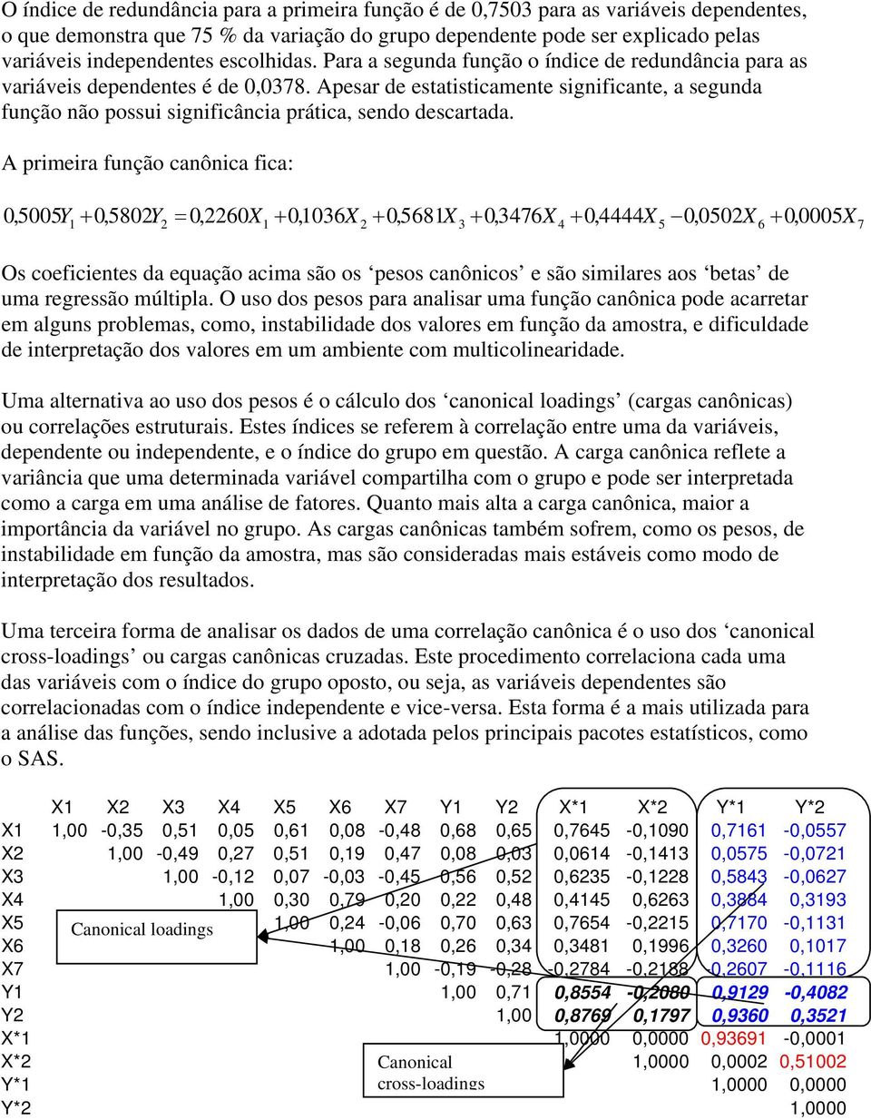 Apesar de estatisticamente significante, a segunda função não possui significância prática, sendo descartada.