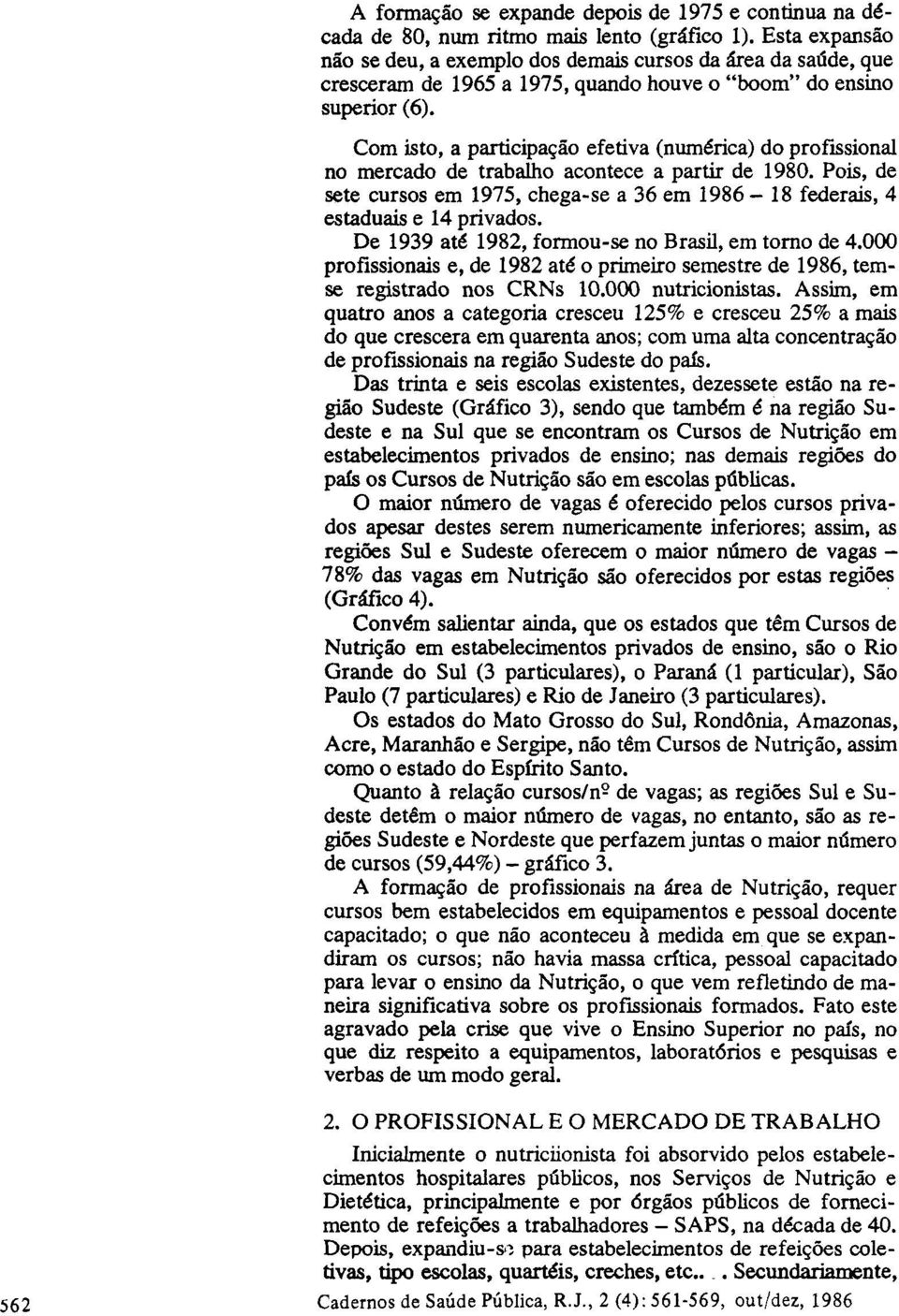 Com isto, a participação efetiva (numérica) do profissional no mercado de trabalho acontece a partir de 1980.