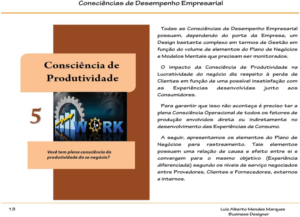 O impacto da Consciência de Produtividade na Lucratividade do negócio diz respeito à perda de Clientes em função de uma possível insatisfação com as Experiências desenvolvidas junto aos Consumidores.