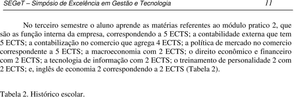 política de mercado no comercio correspondente a 5 ECTS; a macroeconomia com 2 ECTS; o direito econômico e financeiro com 2 ECTS; a tecnologia de