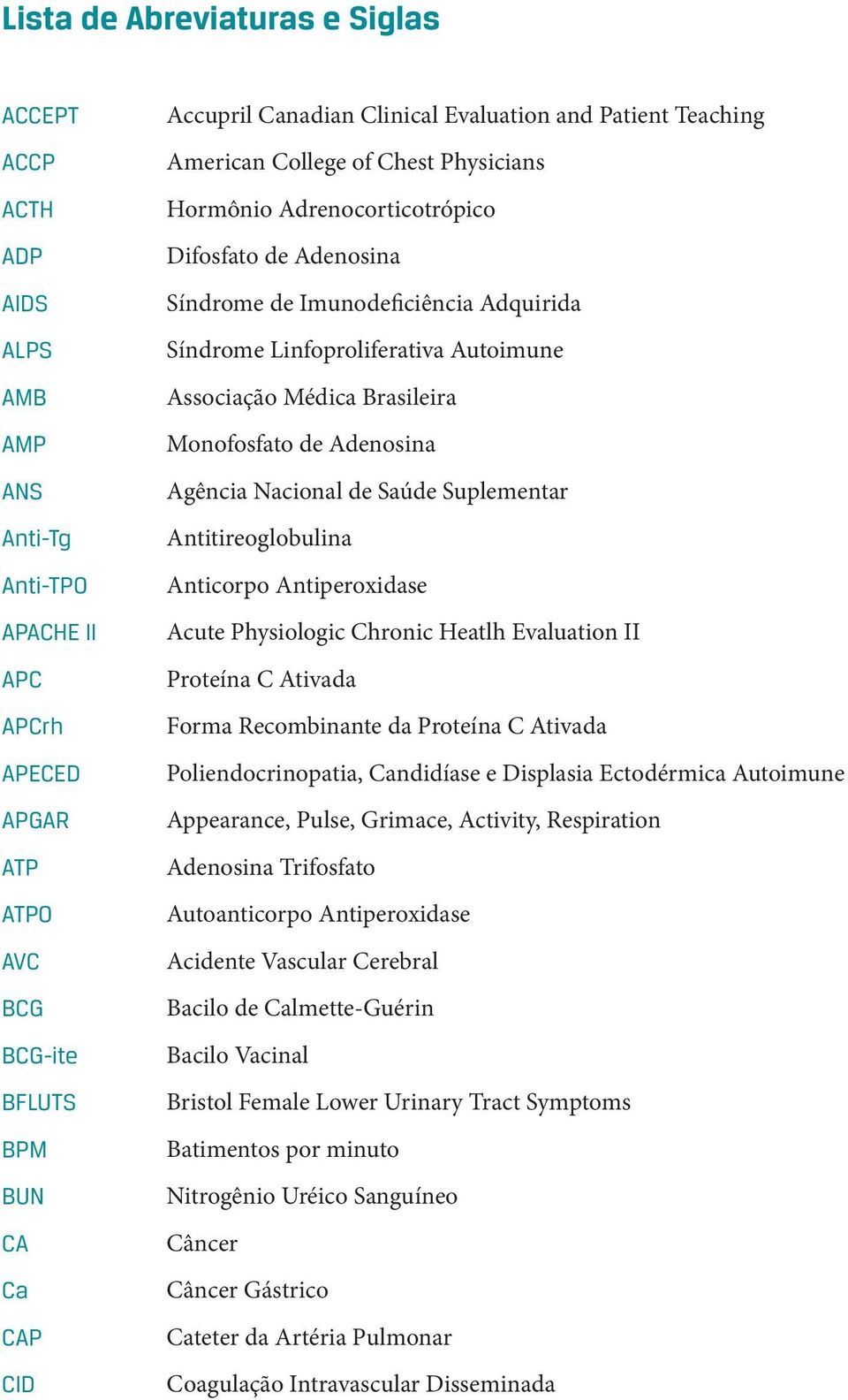 Autoimune Associação Médica Brasileira Monofosfato de Adenosina Agência Nacional de Saúde Suplementar Antitireoglobulina Anticorpo Antiperoxidase Acute Physiologic Chronic Heatlh Evaluation II