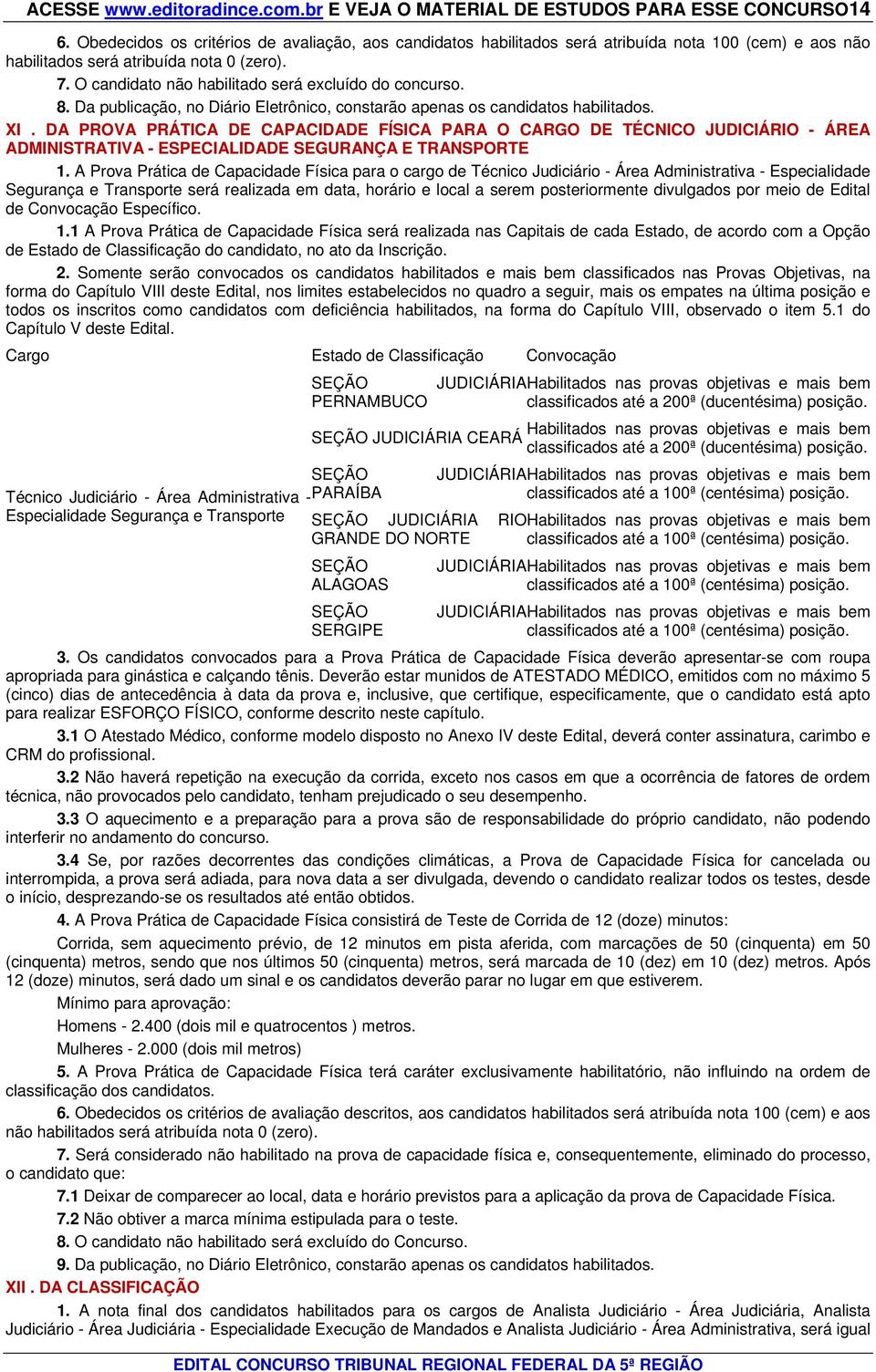 O candidato não habilitado será excluído do concurso. 8. Da publicação, no Diário Eletrônico, constarão apenas os candidatos habilitados. XI.