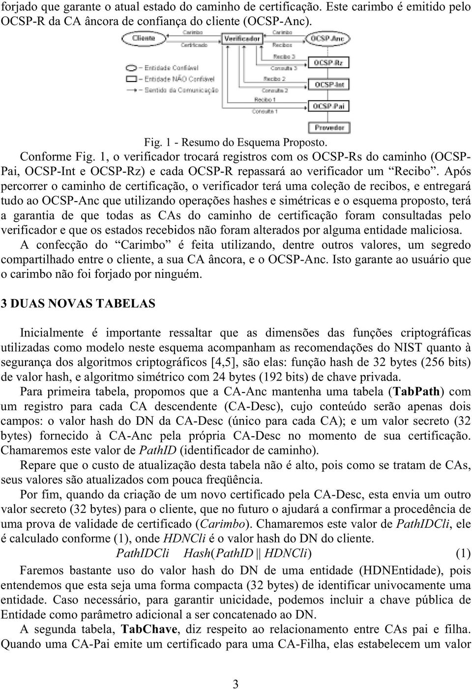 Após percorrer o caminho de certificação, o verificador terá uma coleção de recibos, e entregará tudo ao OCSP-Anc que utilizando operações hashes e simétricas e o esquema proposto, terá a garantia de