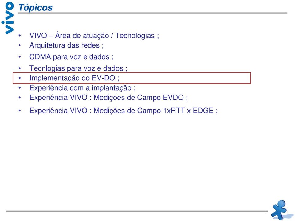 do EV-DO ; Experiência com a implantação ; Experiência VIVO :