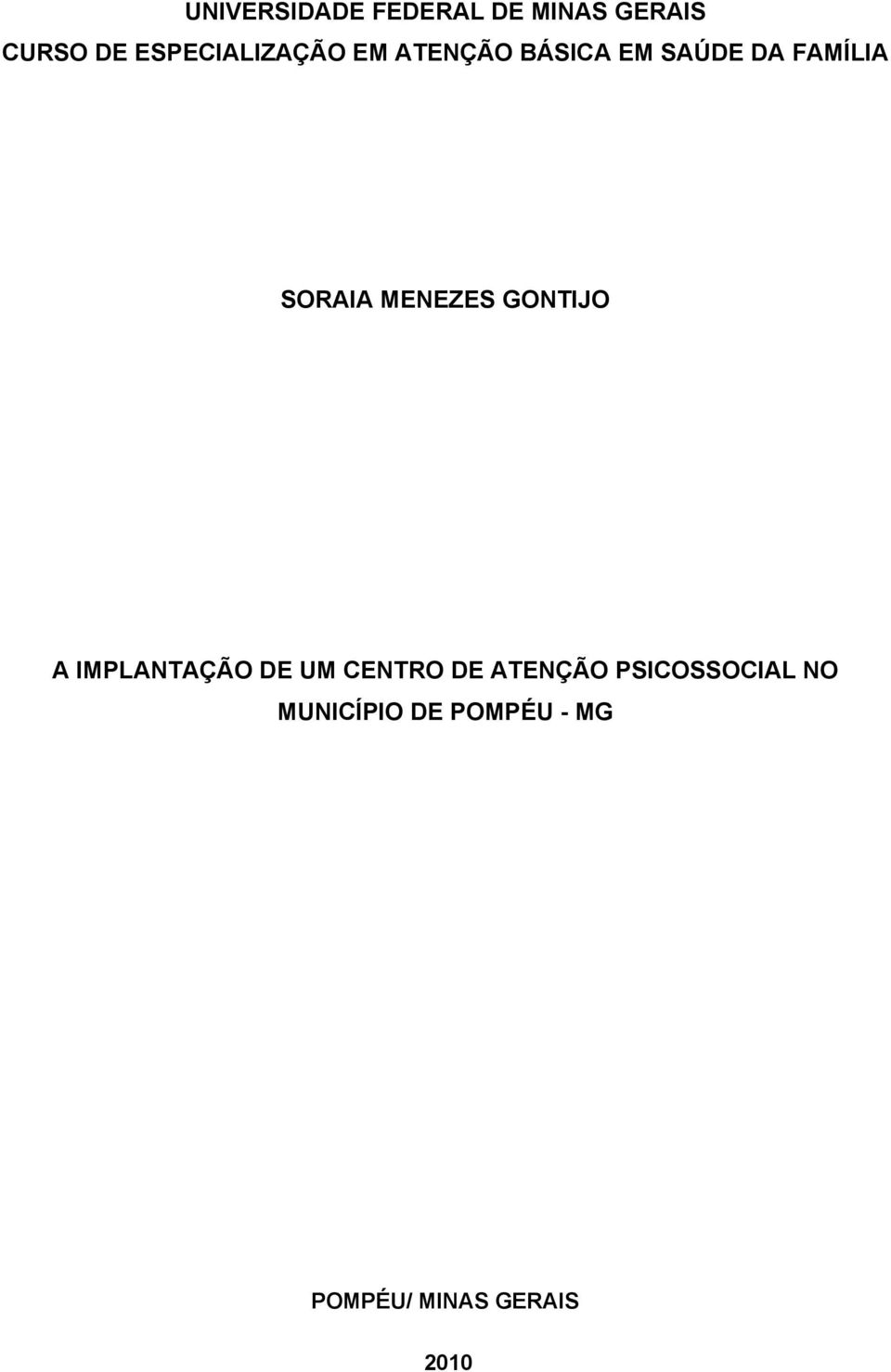 SORAIA MENEZES GONTIJO A IMPLANTAÇÃO DE UM CENTRO DE