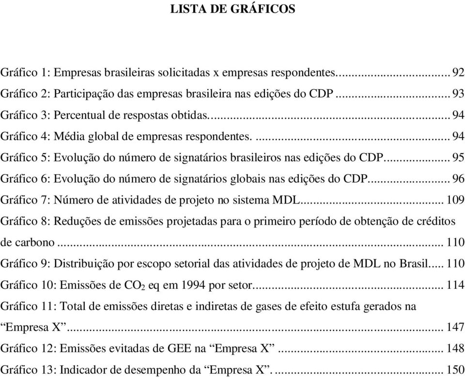 .. 95 Gráfico 6: Evolução do número de signatários globais nas edições do CDP... 96 Gráfico 7: Número de atividades de projeto no sistema MDL.