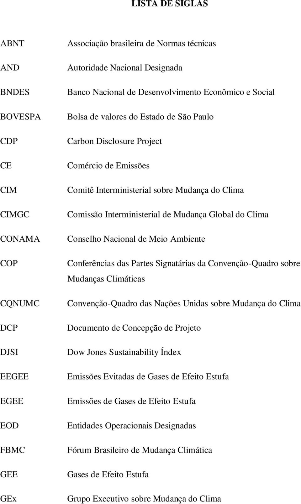 Mudança Global do Clima Conselho Nacional de Meio Ambiente Conferências das Partes Signatárias da Convenção-Quadro sobre Mudanças Climáticas Convenção-Quadro das Nações Unidas sobre Mudança do Clima