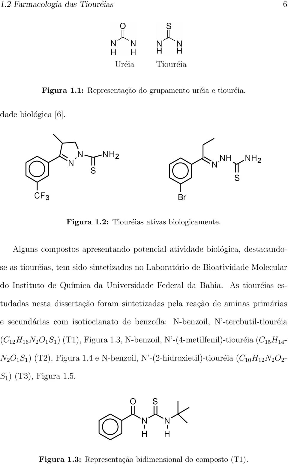 Alguns compostos apresentando potencial atividade biológica, destacandose as tiouréias, tem sido sintetizados no Laboratório de Bioatividade Molecular do Instituto de Química da Universidade Federal