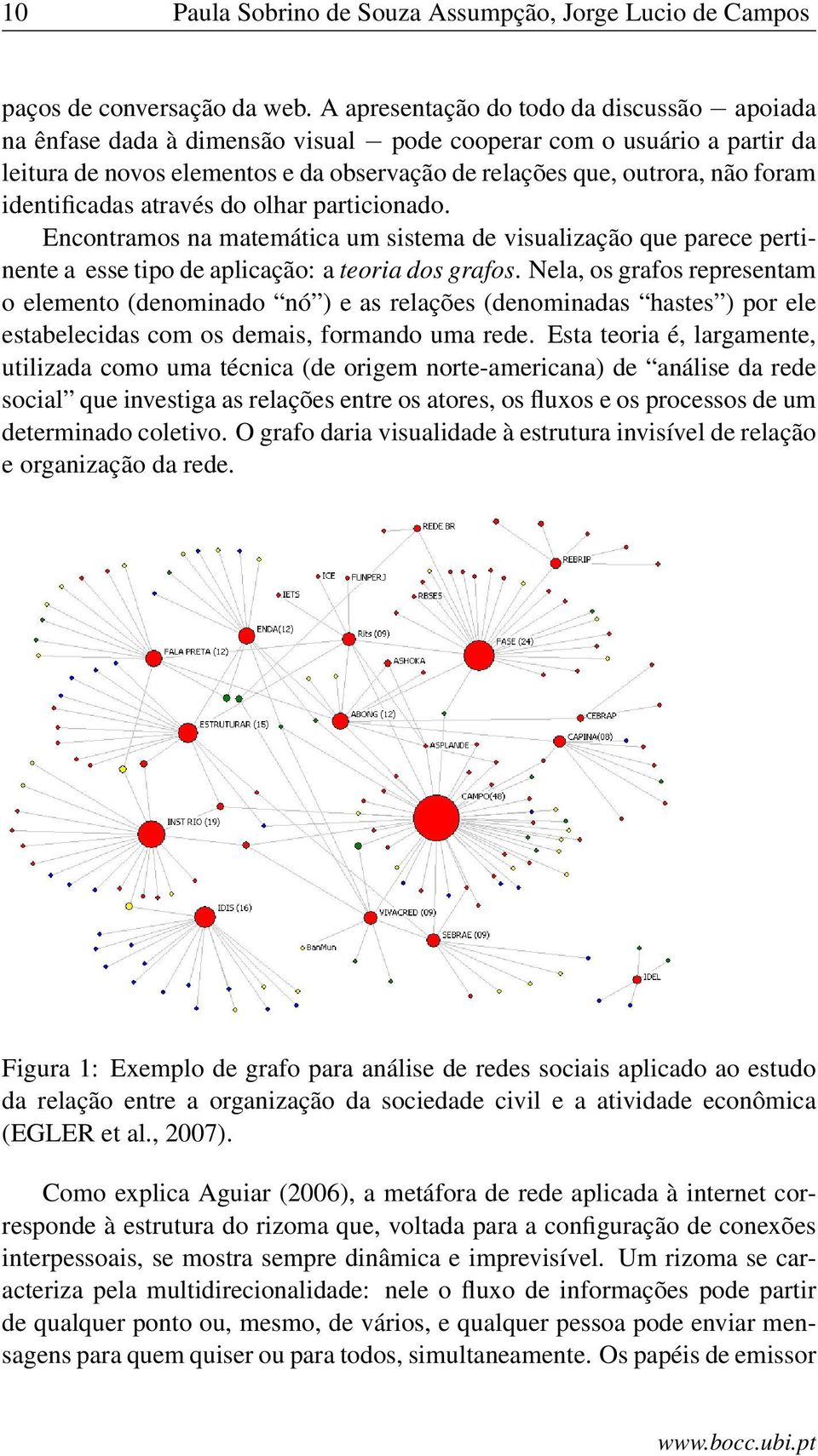 identificadas através do olhar particionado. Encontramos na matemática um sistema de visualização que parece pertinente a esse tipo de aplicação: a teoria dos grafos.