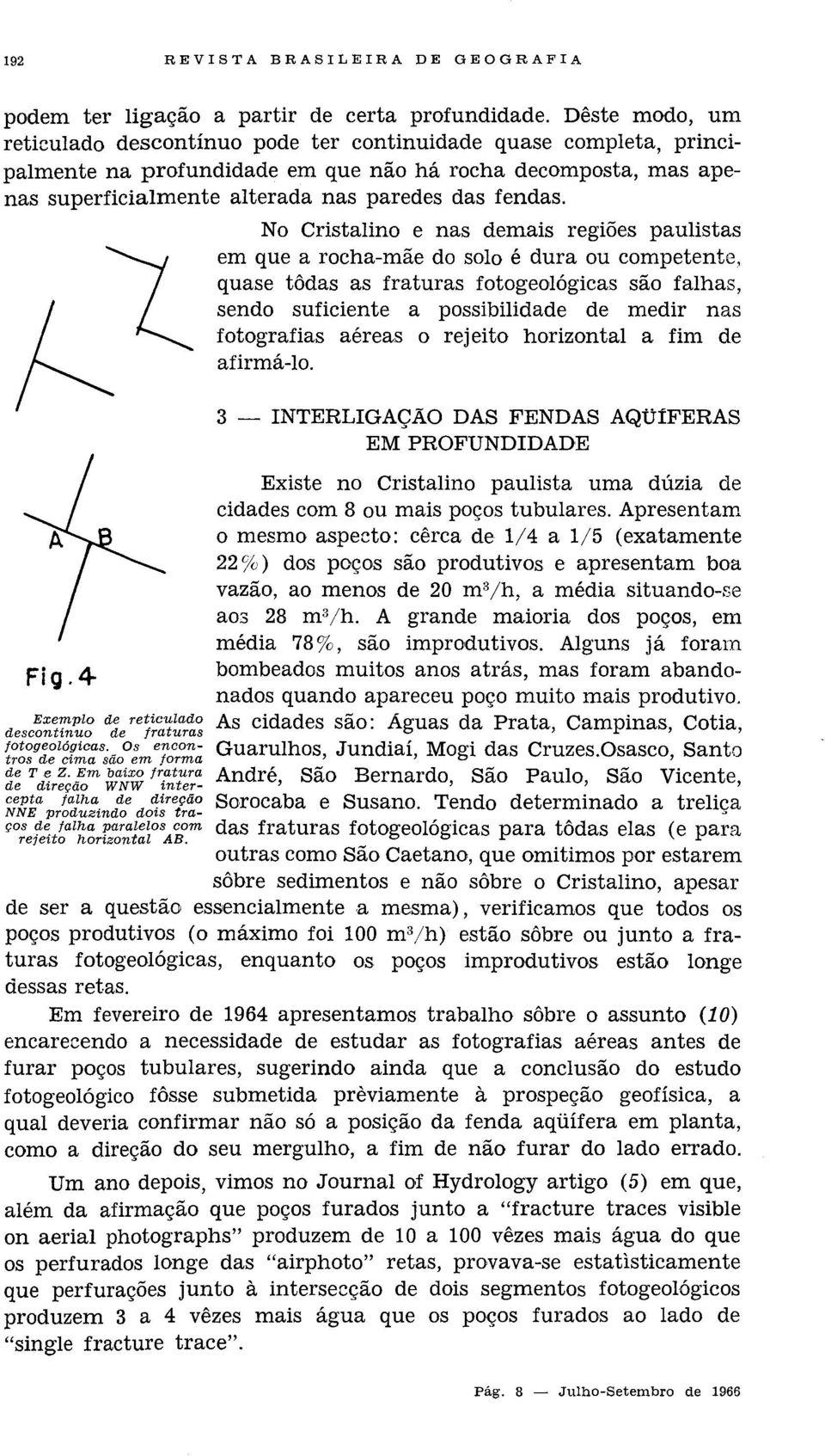 Fig.4 Exemplo de reticulado descontínuo de fraturas jotogeológicas. Os encontros de cima são em forma de T e Z.