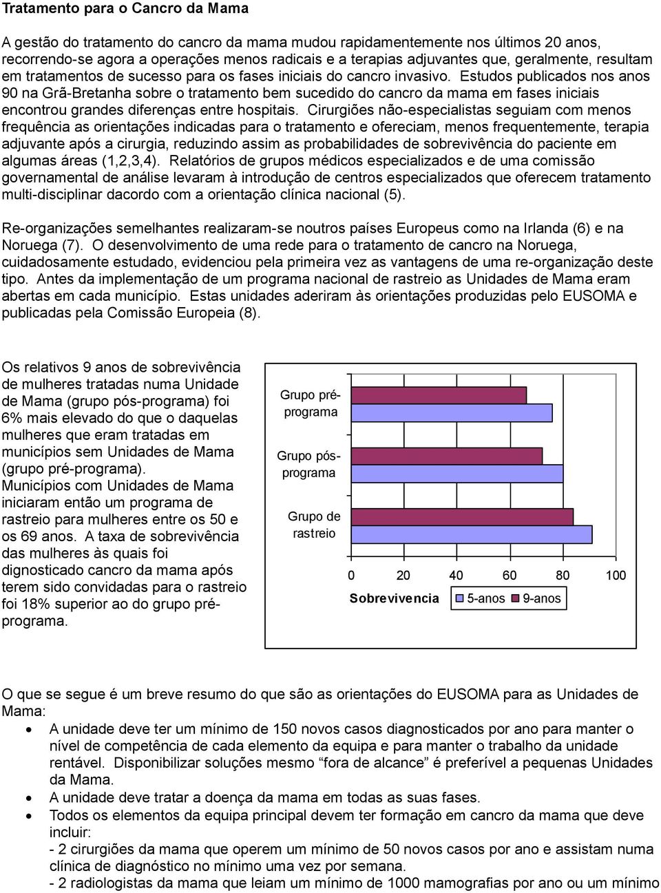 Estudos publicados nos anos 90 na Grã-Bretanha sobre o tratamento bem sucedido do cancro da mama em fases iniciais encontrou grandes diferenças entre hospitais.