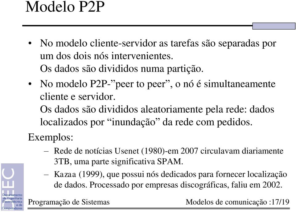 Os dados são divididos aleatoriamente pela rede: dados localizados por inundação da rede com pedidos.