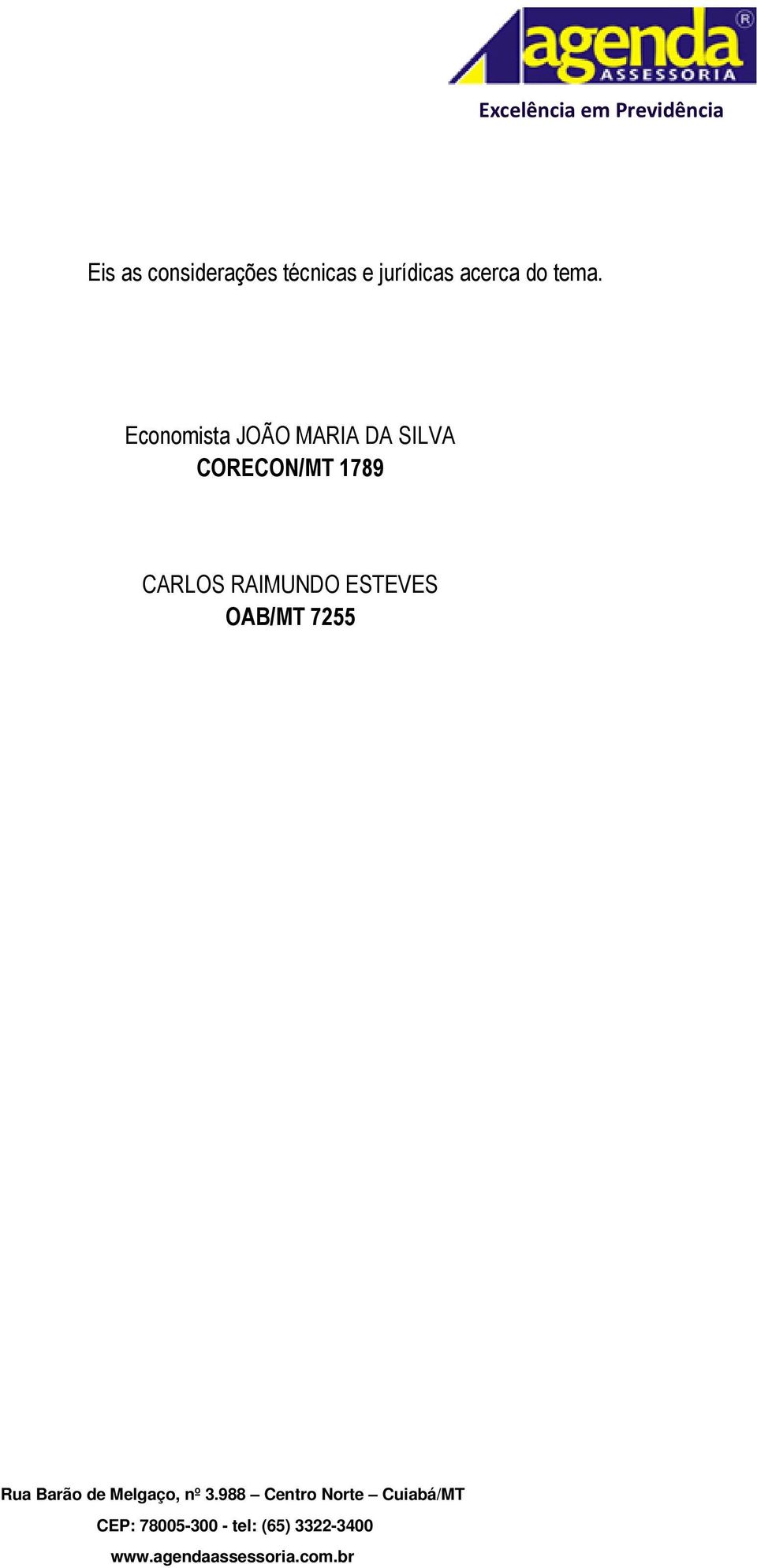 Economista JOÃO MARIA DA SILVA