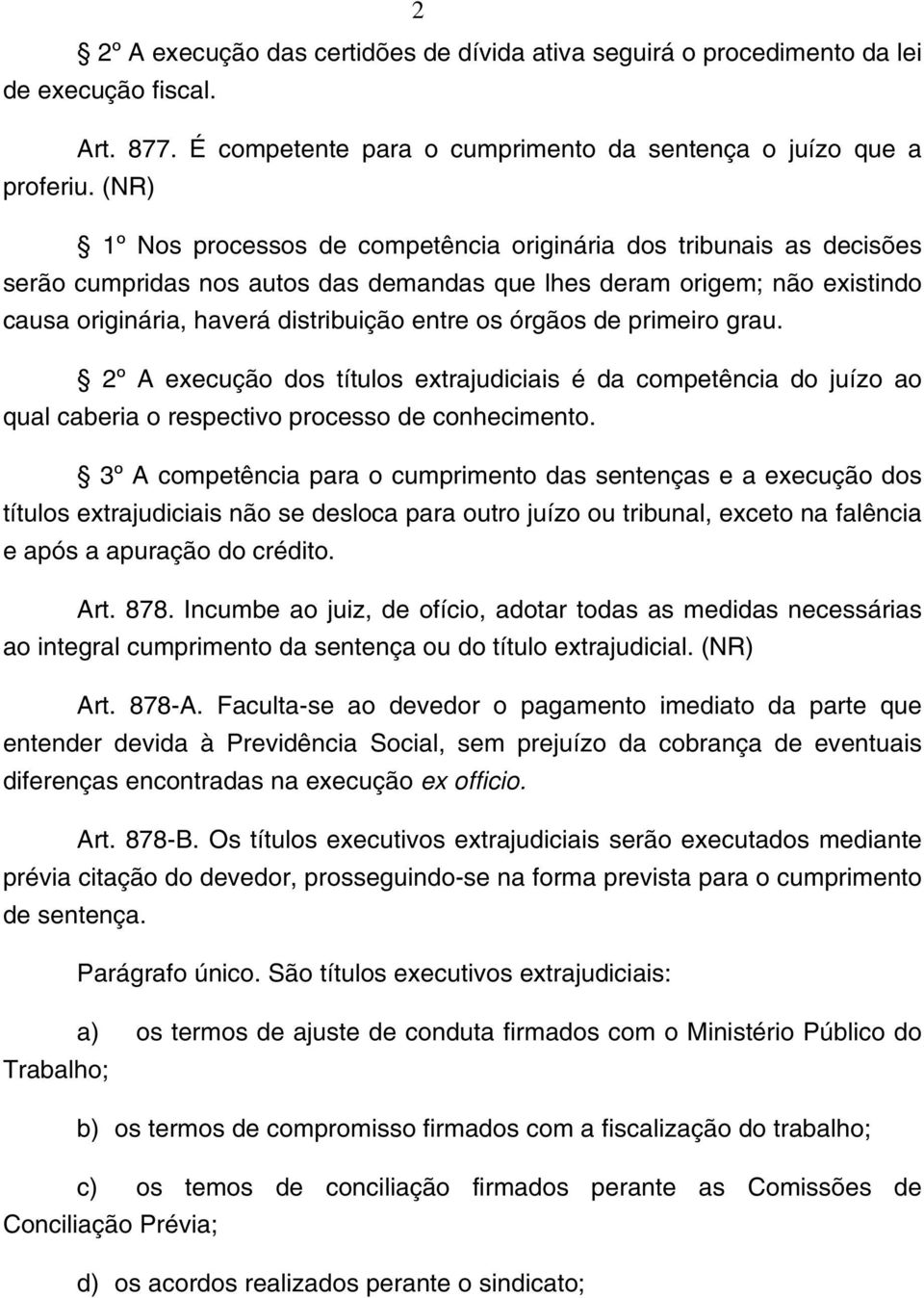 órgãos de primeiro grau. 2º A execução dos títulos extrajudiciais é da competência do juízo ao qual caberia o respectivo processo de conhecimento.