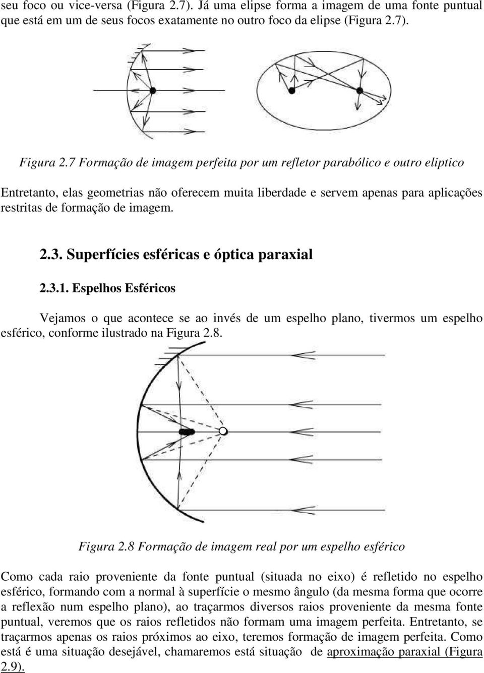 Superfícies esféricas e óptica paraxial.3.. Espelhs Esférics Vejams que actece se a ivés de um espelh pla, tiverms um espelh esféric, cfrme ilustrad a Figura.