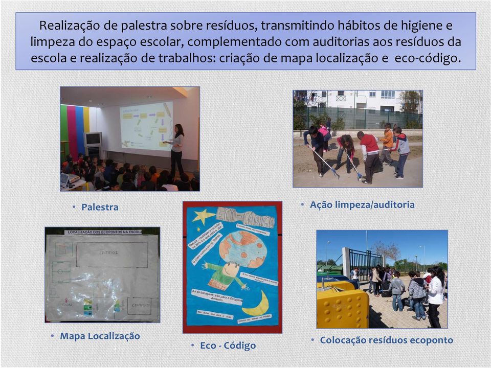 escola e realização de trabalhos: criação de mapa localização e eco-código.