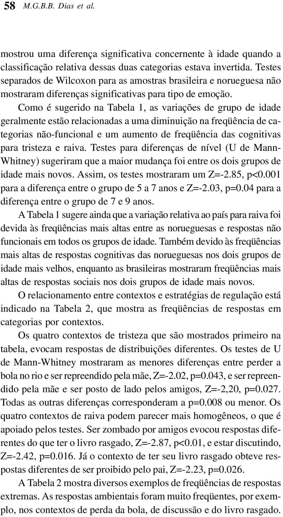 Como é sugerido na Tabela 1, as variações de grupo de idade geralmente estão relacionadas a uma diminuição na freqüência de categorias não-funcional e um aumento de freqüência das cognitivas para