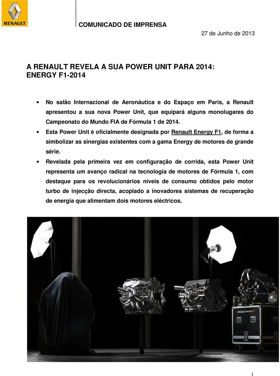 Esta Power Unit é oficialmente designada por Renault Energy F1, de forma a simbolizar as sinergias existentes com a gama Energy de motores de grande série.