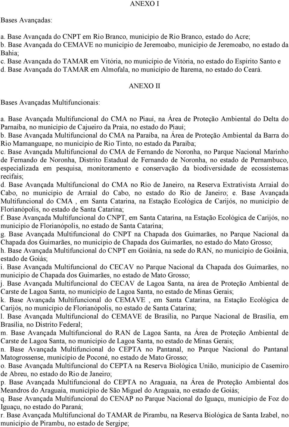 Base Avançada do TAMAR em Almofala, no município de Itarema, no estado do Ceará. Bases Avançadas Multifuncionais: ANEXO II a.