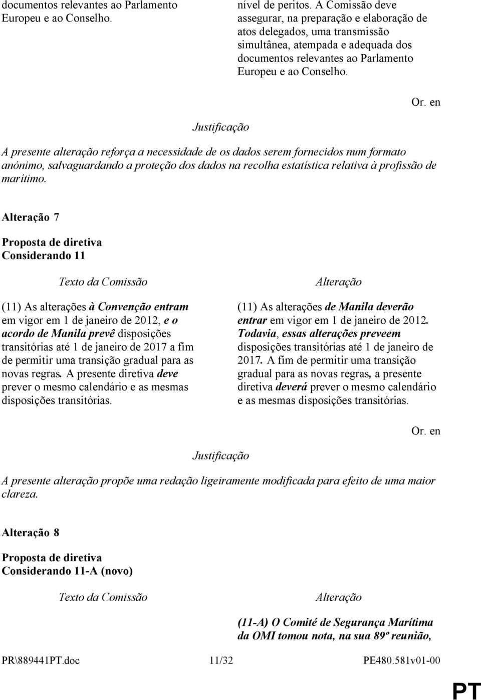 A presente alteração reforça a necessidade de os dados serem fornecidos num formato anónimo, salvaguardando a proteção dos dados na recolha estatística relativa à profissão de marítimo.