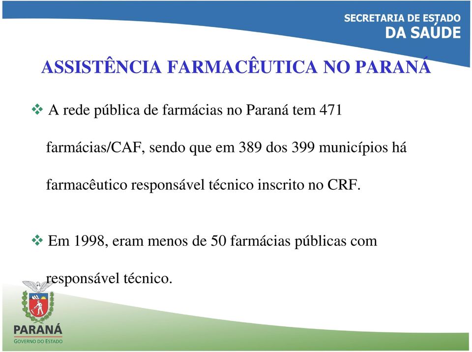 municípios há farmacêutico responsável técnico inscrito no CRF.