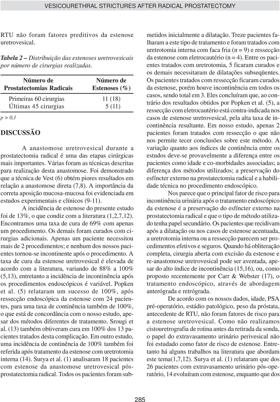 uma das etapas cirúrgicas mais importantes. Várias foram as técnicas descritas para realização desta anastomose.