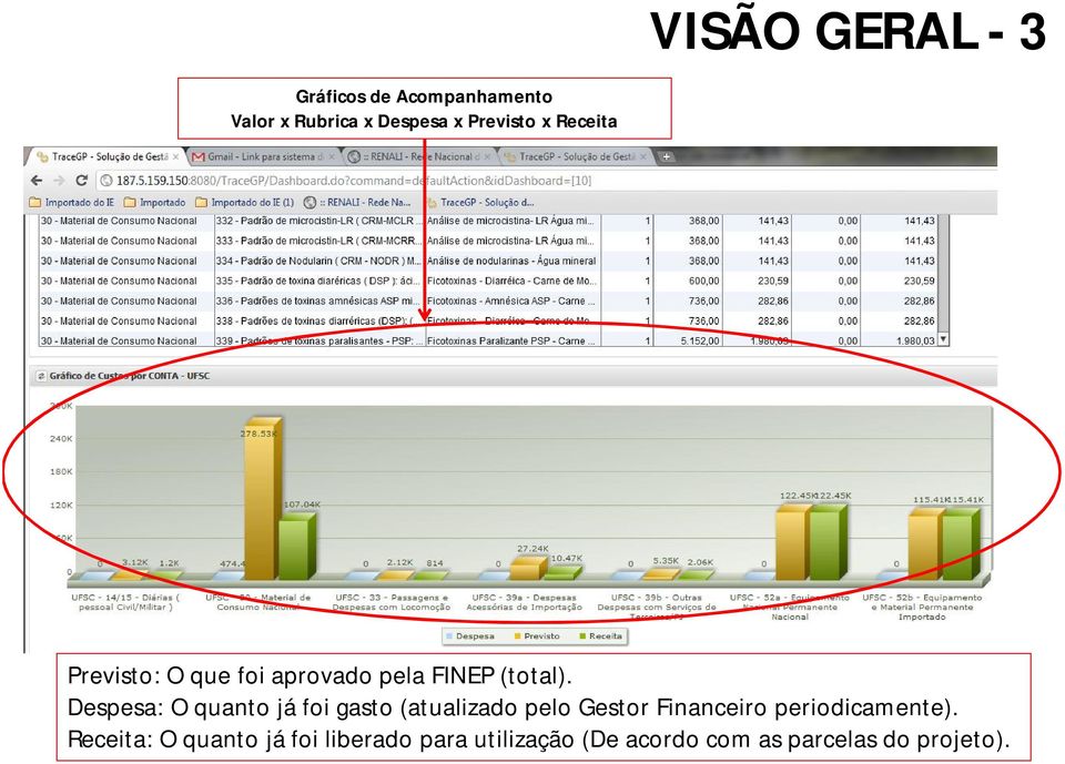 Despesa: O quanto já foi gasto (atualizado pelo Gestor Financeiro