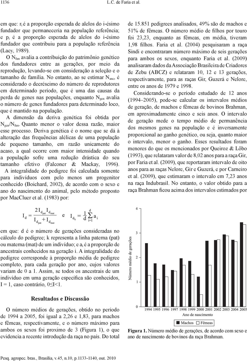 referência (Lacy, 1989). O N fun avalia a contribuição do patrimônio genético dos fundadores entre as gerações, por meio da reprodução, levando-se em consideração a seleção e o tamanho de família.